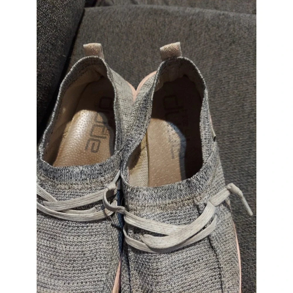 Hey Dude Wendy Sox Glacier Grey Slip On Shoes Pink Soles Casual Women's Size 9